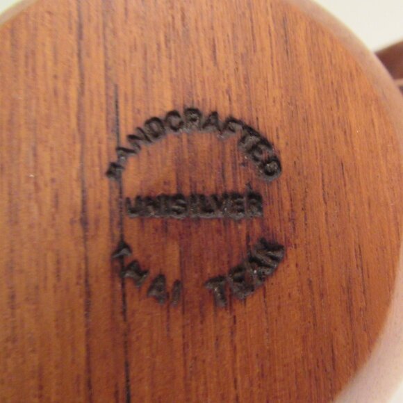 Vintage 'Handcrafted Unisilver Thai Teak' Salad Bowls - Set of 4 - Picture 9 of 14